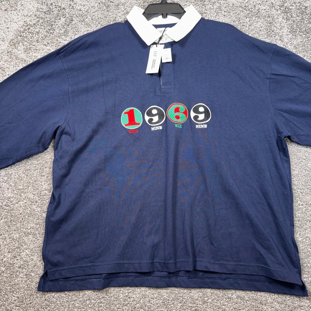 Gap Robert Indiana Oversized Rugby Polo Men 1969 Pop Art Navy XL NEW